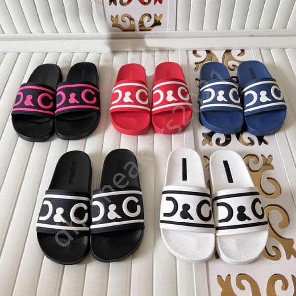 Designer Slides Men Women Slippers Flowers Printing leather Black white Shoes Fashion luxury summer sandals beach Slipper size 36-46