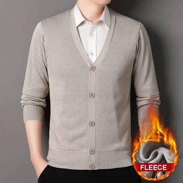 Mens Autumn Clothes Fleece Cardigan Jacket Knitted Sweater Outwear V-neck Fashion Cardigans Warm Men's Top H260207