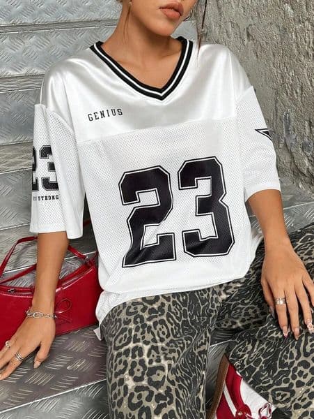 Summer Los Angeles No23 Letter Printed Womens Fashion Casual Shirt Street Hip Hop Cool Spicy Girl Top Y2K Super Large Tee 260207BJ