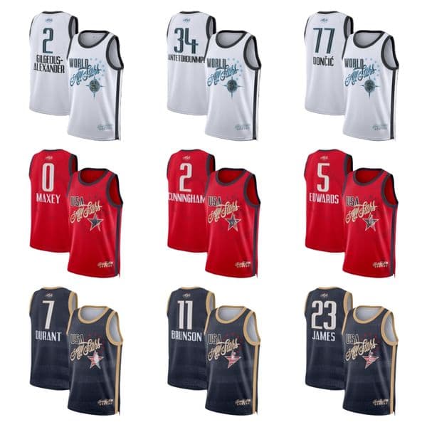 Stephen Curry All Star Jersey LeBron James Kevin Durant Anthony Edwards Jaylen Brown Jalen Brunson Kawhi Leonard Donovan Mitchell Basketball Men Women Youth