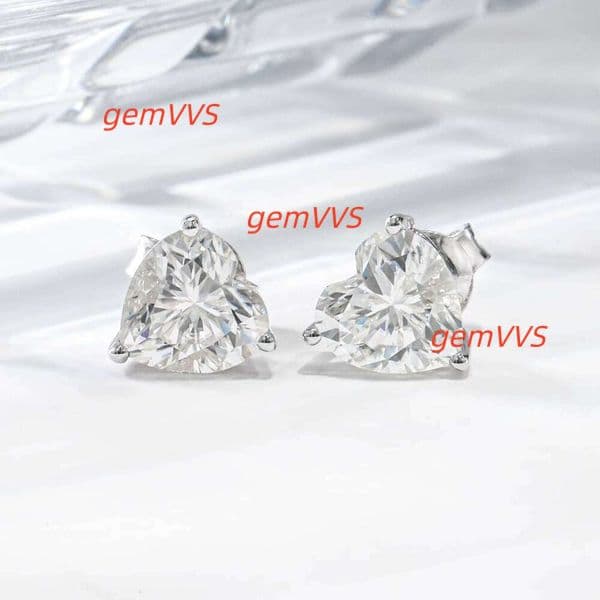 DEYIN 2Ct Stud Luxury Heart Vvs Moissanite Diamond Hip Hop Silver 925 Jewelry Factory Studs Earrings