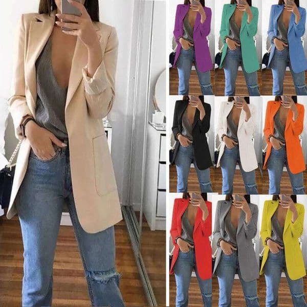 European American Fashion Casual Suit Polo Neck Slim Fit Cardigan Temperament Women's Coat Spring and Autumn 2024 26W0209