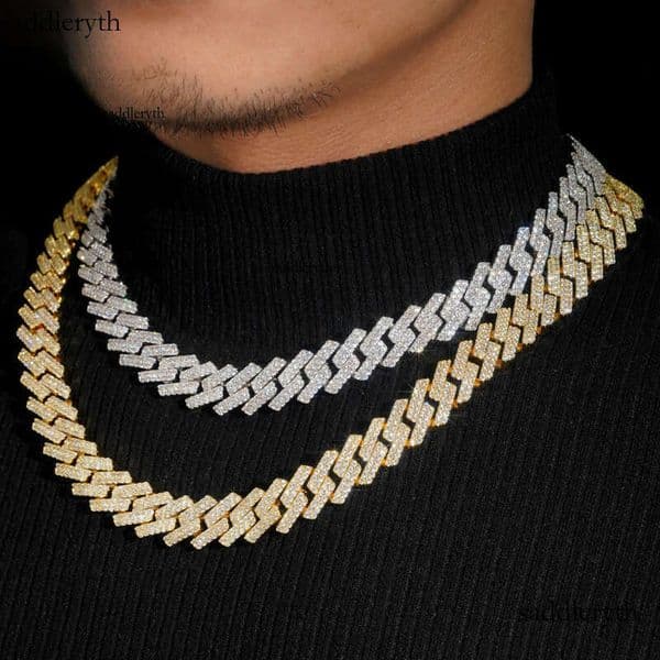 Gold Plated Factory Price 15mm Link Chains Men Fashion Brass Jewelry 5a Cz Dia Cuban Chain Pendant Necklaces cb