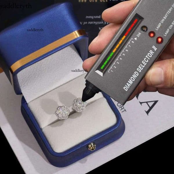 Elegant Dazzg Trendy wer 10MM Moissanite Dia Ear Studs For Men Women Hip Hop Jewelry Fine Earrings 10K Solid Gold f8