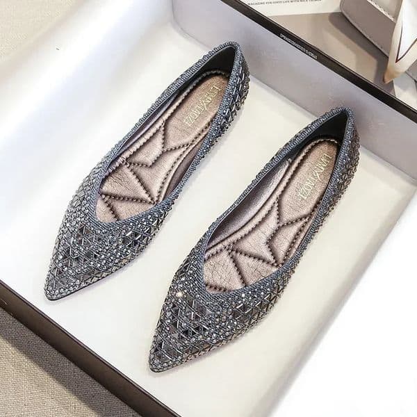 Womens Ballet Flats 2025 Rhinestones Flat Casual Loafers Female Plus Size 43 Slip on Boat Shoes Chaussure Femme 260124
