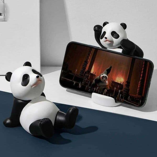 New Cute Creative Panda Figurines Interior Universal Cell Mobile Stand Holder Home Office Desk Decoration Phone Holders 26H0209