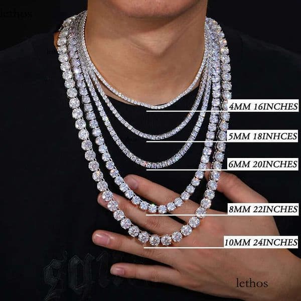 New Hip Hop Full Tennis For Women and Men Original Sterling Sier Unisex Moissanite Chain Christmas Gift2mm b6