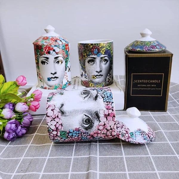 Ceramic Scented Candle Jar with Lid Exquisite Red Lip Ornament Jewelry Box Candle Holder Home Dessert Dried Fruit Storage Bottle