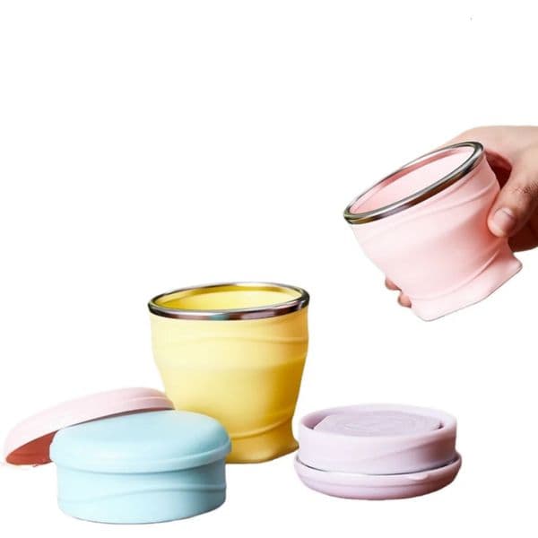 180ml foldable water cup silicone foldable travel cup - silicone foldable camping cup with lid - suitable for travel camping 260130