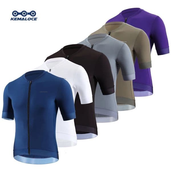 KEMALOCE Cycling Jersey Men Short Sleeve Summer Solid BlueBlackWhiteGrey Reflective Breathable Cool Bicycle Bike 260206