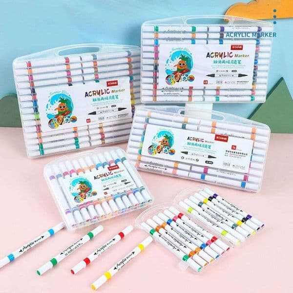 12-60 Color Dual Tip Set Paint Acrylic Pen Markers Pens DIY Crafts Gifts for Teens Child 26W0209