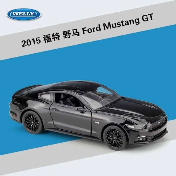 WELLY 1:24 2015 Ford Mustang GT Alloy Die-Cast Model - Official Licensed Performance Muscle Car with Opening Parts Collectible 26Y0209