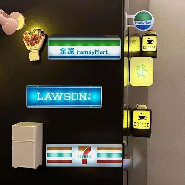 Coffee Shop Magnetic Creative Fridge Stickers Convenience Store Light Signs Home Decorative Ornaments 711 Luminous Boxes 260122