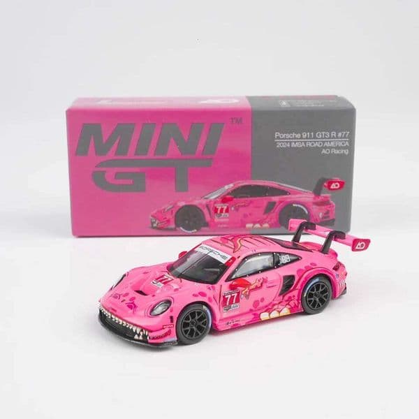Plane MINIGT 1/64 911 slot car Gt3 R #77 AO Racing 2026 IMSA ROAD Mgt1052-Ch Alloy Diecast Car Model Boys Toy Gift Decorations Car
