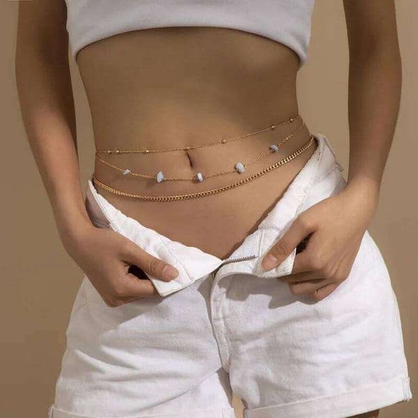 Simple Double Layer Bead Ladies Waist Belly Belt Chain Fashion Body Jewelry Spring Summer Gifts X260209