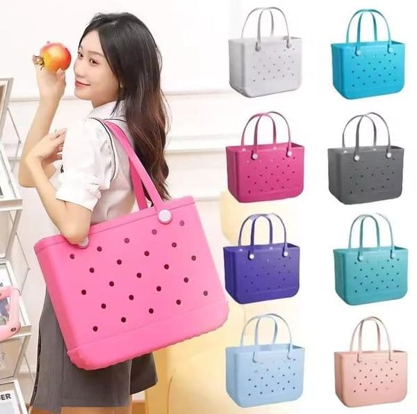 US STOCK Designer Storage Bags Waterproof Summer Beach Bag XL EVA Solid Punched Organizer Basket Outdoor Water Park Shopping Handbags Large Women's Totes S 0809