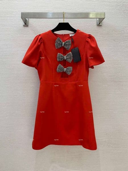 Top Crew neck women dress Summer lady dresses women designer clothes short-sleeve skirt A021X01N044