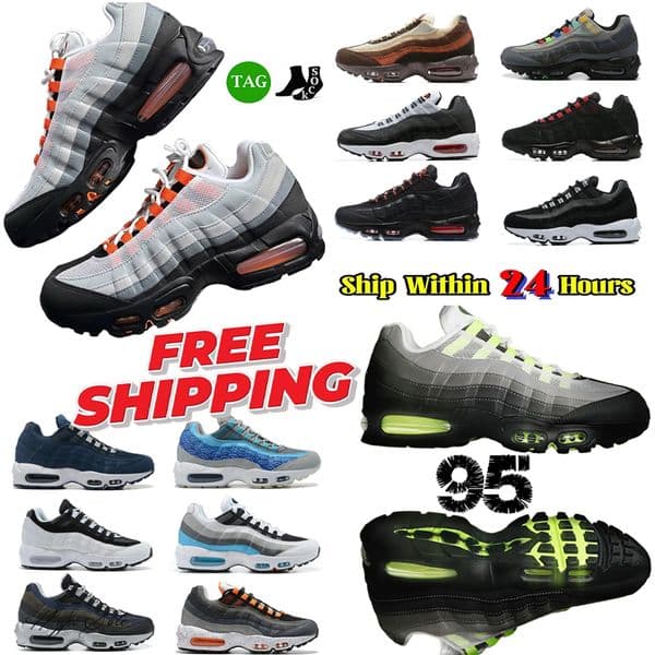 2026 Designer 95 95s with box sneakers Running Shoes men trainers Triple Black White C X Tour Yellow Aegean Storm Sequoia Pink Blue Spark Neon Anatomy of GID