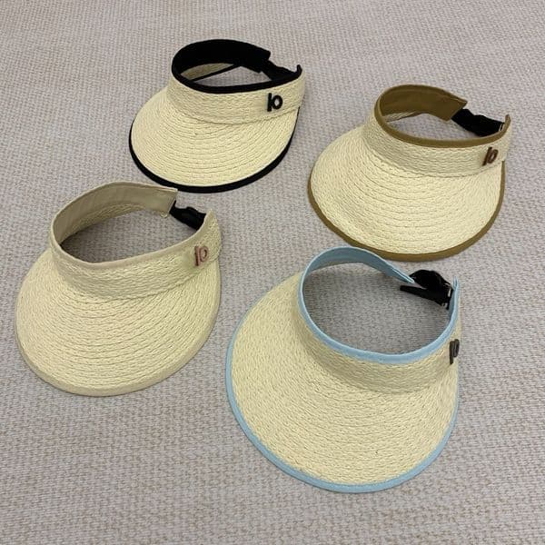Designer Korean Style Sun Protection Duckbill Hat, Hand Woven Sun Protection Hat, Elastic Headband, Lafite Grass Hollow Top Grass Hat, Women's Spring and Summer New Style