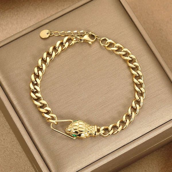 Snake-Head Vintage-Inspired Bracelet Minimalist Women's Niche Design Luxury Jewelry Accessories