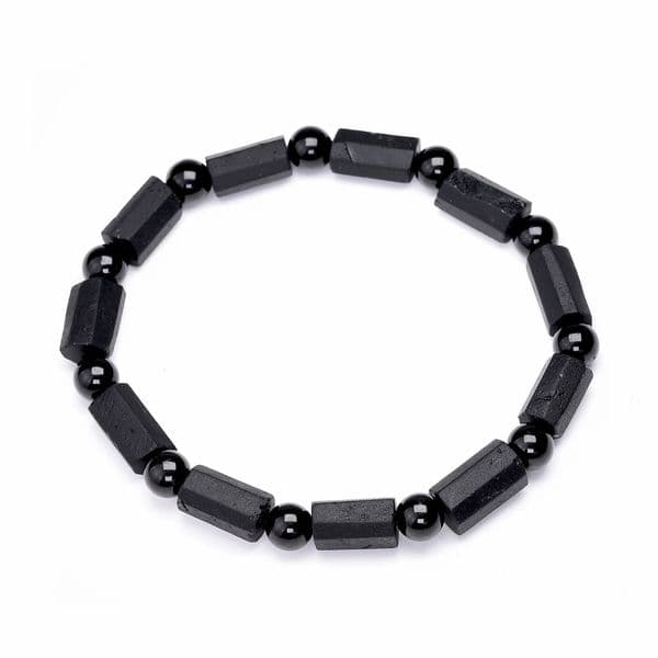 Natural Black Tourmaline Bracelet for Women and Men Raw Crystals Original Energy Quartz Stones Beads Bracelets 612mm 260202