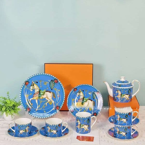 Ma Ta Qingfeng Series Mug Western Plate Coffee Cup Saucer Teapot Vintage Light Luxury Bone China Tableware Wholesale B5