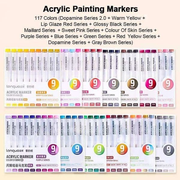 Languo 117/9 Colors Acrylic Paint Marker Pen Diy Painting Drawing for Ceramic Stone Mug Glass Fabric Clothes Art Supplies 26W0209