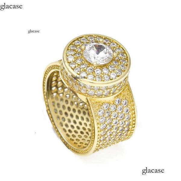 Mens Hip Hop Ring Jewelry Gold Sier Iced Out Crystal Gemstone Dia Rings For Men 96