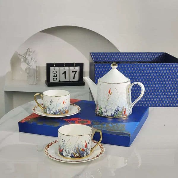 French Retro Bone China Coffee Cup Saucer Pot European Afternoon Tea Set Housewarming Gift B5 K260225 Y260520