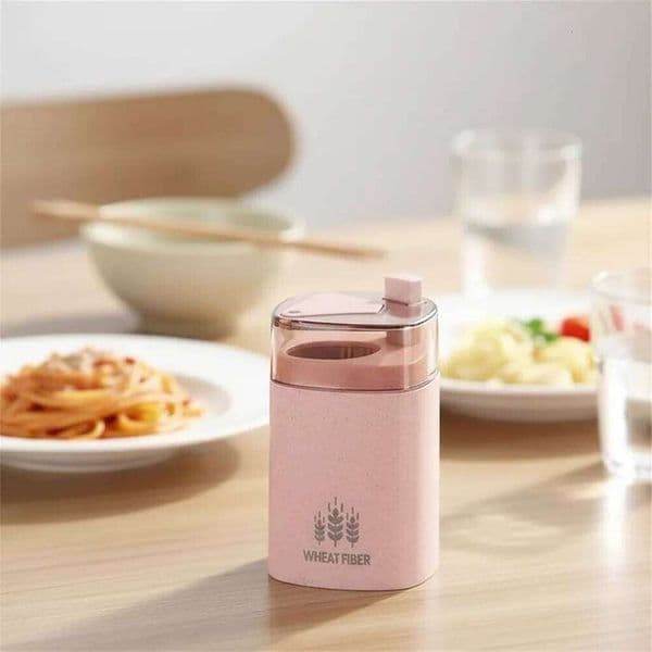 Wheat Plastic Box Household Press Type Cylinder Portable Toothpick Container 26L0209