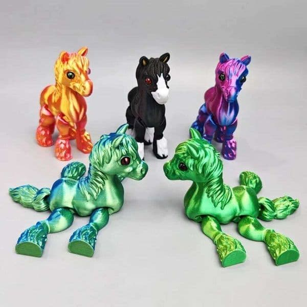 3D Printing Sunshine Rainbow Little White Horse Animal Toys Joint Tail Movable Creative Home Desk Decoration Kids Birthday Gift 26H0209