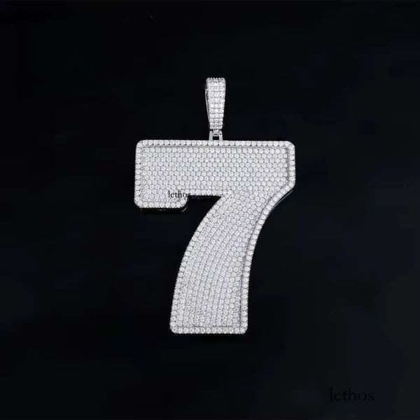 Quality Custom Hiphop Sier Letter Number Mossanite Moissanite Dia Iced Out Pendent Pendants for Cuban Chain Necklace Men 2e