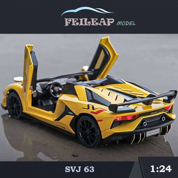 1/24 Scale Lambor Aventador SVJ 63 Super Car Model Sound Light Collection Metal Diecast Toys Vehicles Kids Boys Gift Decoration 26W0209