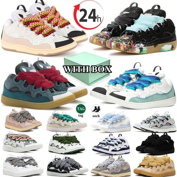 with box Designer shoes men women stylish shoe curb sneakers Extraordinary Calfskin curbs casual footwear black white blue red green pink trainers