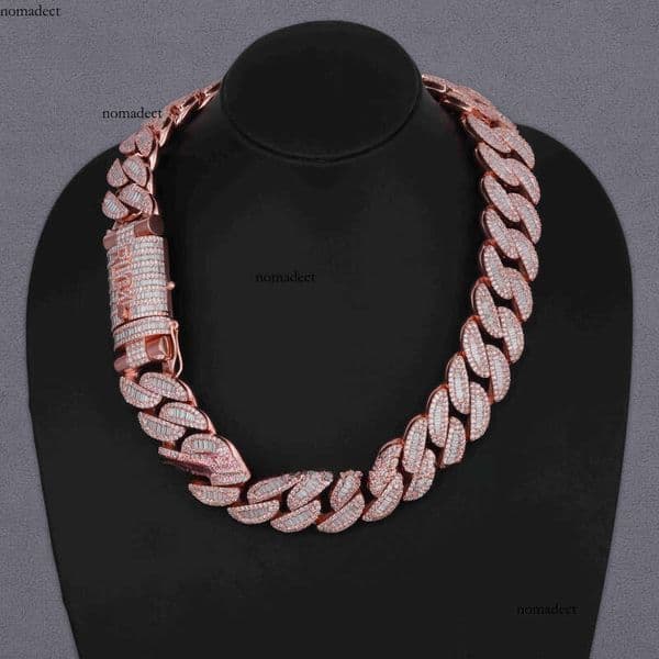 Custom Jewelry Crafted With Luxurious Sier VVS Clarity Moissanite Sparkling Brilliance Dia Cuban Chain ff