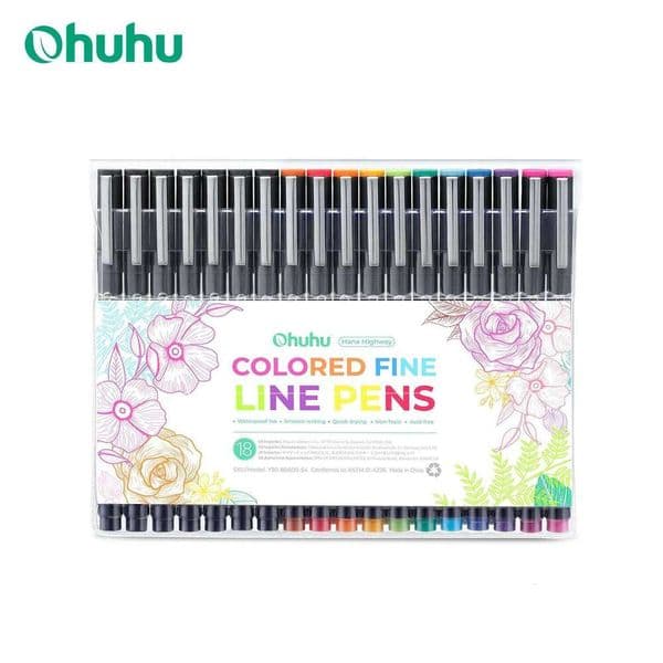 Ohuhu Hana Highway Fineliner 18 Pack Art Colored Micro Pens Waterproof for Drawing Sketching Writing Markers 26W0209