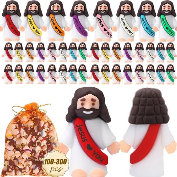 100-300PCS Jesus Love You Figures Jesus Figurines in Bulk Little Jesus Figures for Hide and Seek Baptism Gifts Easter Egg 260208