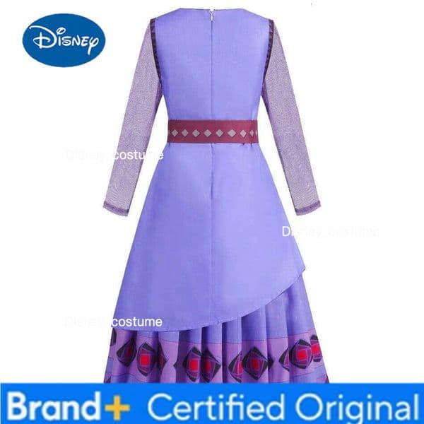 Disney Princess Dress for Girls Cosplay Movie Wish Asha Kids Toddler Christmas Birthday Party Outfits Purple Clothes Set H260209