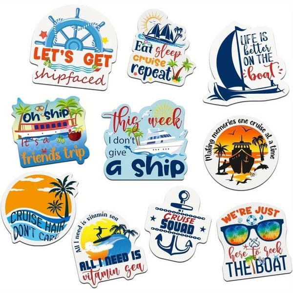 10pcs Cruise ShipThemed Magnets Fun Door Fridge Decor with Funny Quotes Rubber Oval for Cabin Refrigerator 260122BJ