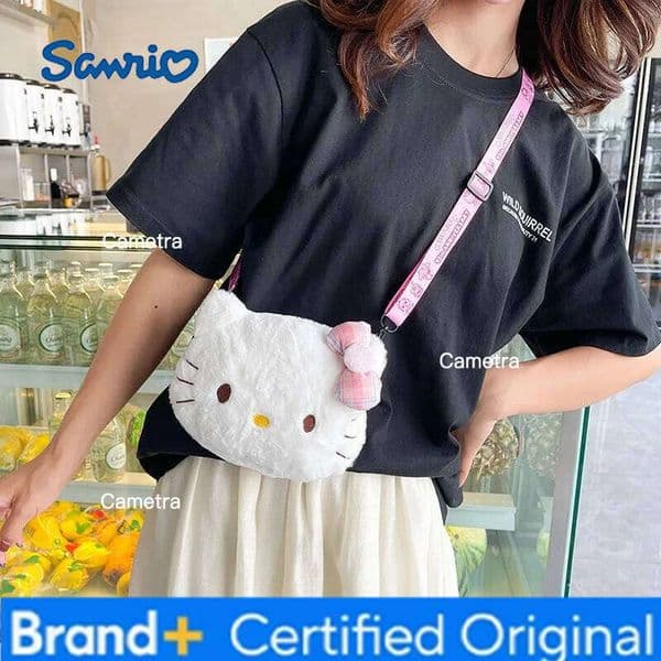 Sanrio 20cm Hello Kitty Cute Anime Plush Mini Backpack Kawaii Bag Soft Shoulderbags Christmas Birthday Gifts for Kids Girls H260209