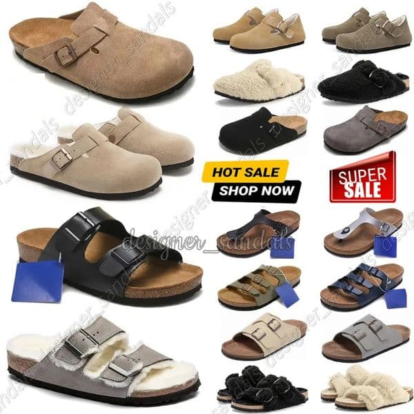 Designer Clogs Sandals Clog Slippers Cork Flat High Quality outdoors Footbed Eva black Suede Leather Slide Taupe Beach Casual Women Men Shoes