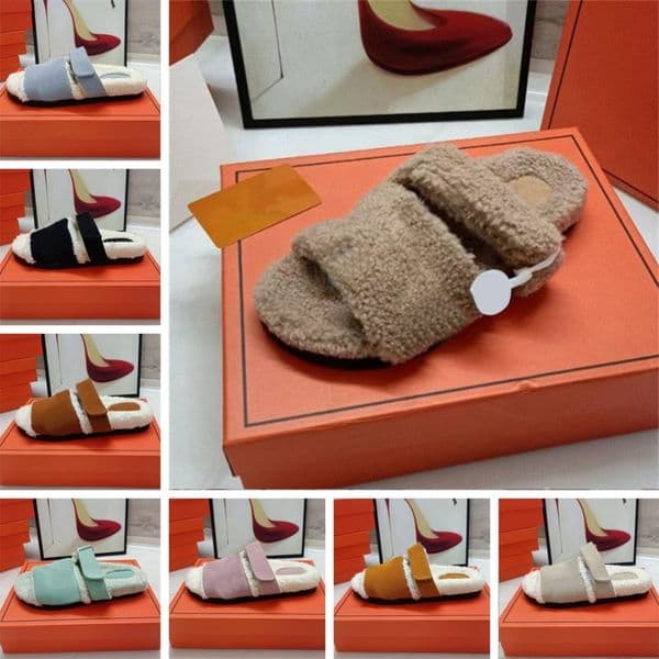 Chypre Slippers Designer Winter Shoes Women Canvas Suede Leather Cotton Scuffs White Black Pink Blue Brown Luxury Classic Flat Flip Flops Fashion Platform Slides