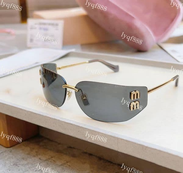 Designer Sunglasses Women Frameless Curved Surface Lens Glasses Womens Luxury sun glasses 51Y with box