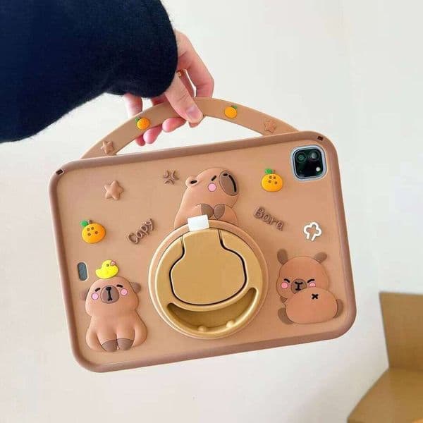 For iPad Pro 10.5 10.2 8th 7th 9.7 Air 11 Mini 7 6 5 4 3 2 1 Cute Cartoon Capybara Silicone Tablet Protective Case Z260209