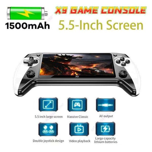 X9 portable game console, 5.5-inch HD screen, multiple languages, retro GBA Arcade video, 8 simulators with 360 non-slip joysti X260209