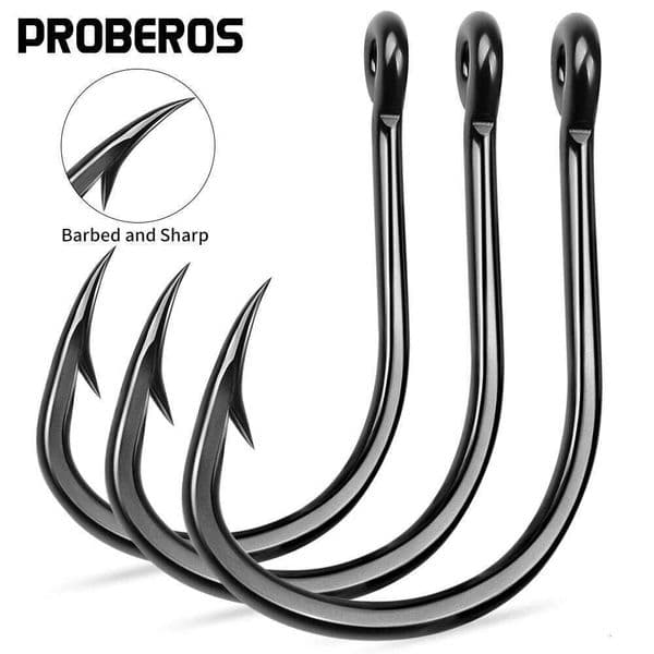 PROBEROS 50pcs High Carbon Steel Jig Single Hook Barbed Sharp Point for Catfish Bullhead River Fishing Wholesale Available Z260205