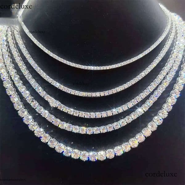 Best Selling Popular Hip Hop Iced Out Jewelry S 2mm 3mm 4mm 5mm 6.5mm VVS1 Moissanite Tennis Chain Necklace 22