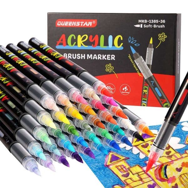 Markers Pen - Brush Tip Art Painting Levels Acrylic Paint Pens for Fabric, Paper, Wood, Canvas, Glass, DIY 26W0209