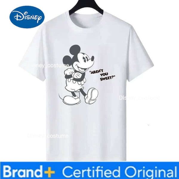 Disney Mickey Mouse Pattern Woman Round Neck Sporty Y2k Parent-child Clothing Unisex Comfort Short Sleeves T-Shirt Men Blouses H260210