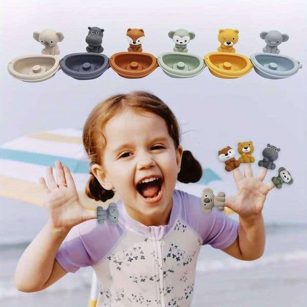 Stackable Animal Floating Bath Toy Set | Toddler Educational Sensory Play with Suction Cups for the Bath, Pool and Beach 26W0210
